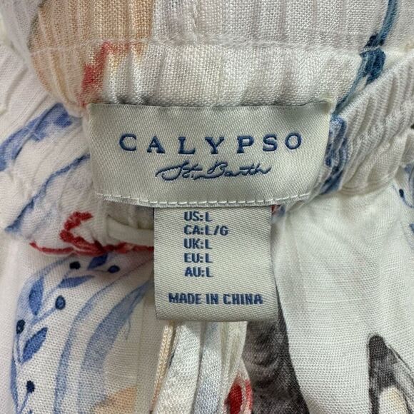 Calypso St. Barth Women’s Novelty Printed Summer Tapas Seafood Linen Blend Pull - Picture 3 of 11